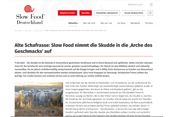 Slow Food Deutschland nimmt die Skudden in die „Arche des Geschmacks“ auf